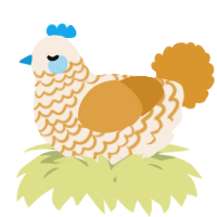 A cream and orange chicken with a lace pattern
