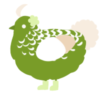 A chartreuse and cream chicken with a half-lace pattern