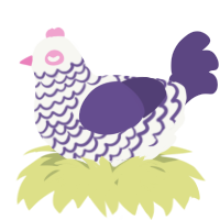 A white and overcast chicken with a lace pattern