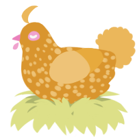 A orange and honey chicken with a speckle pattern