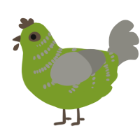 A chartreuse and ash chicken with a half-bar pattern