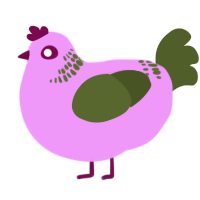 A lavender and olive chicken with a neck-band pattern
