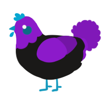 A sable and violet chicken with a head pattern