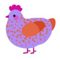 A lilac and vermilion chicken with a speckle pattern