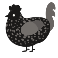A sable and grey chicken with a speckle pattern