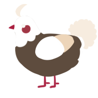 A bark and cream chicken with a head pattern