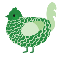 A viridian and gluppy chicken with a lace pattern