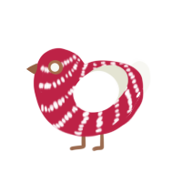 Red Velvet, a crimson and white chicken with a bar pattern