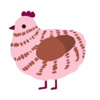 A rose and russet chicken with a bar pattern