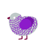 Purple bean, a silver and violet chicken with a lace pattern