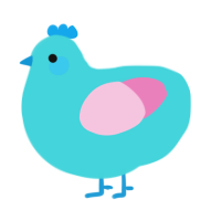 A aqua and pink chicken