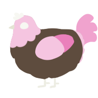 A bark and pink chicken with a head pattern
