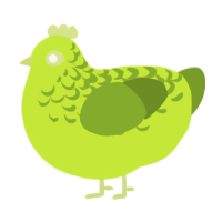 A lime and chartreuse chicken with a half-lace pattern