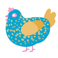 A cerulean and honey chicken with a speckle pattern
