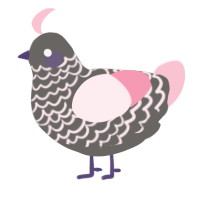 A grey and rose chicken with a lace pattern