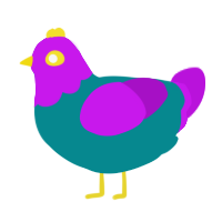 A teal and amethyst chicken with a head pattern