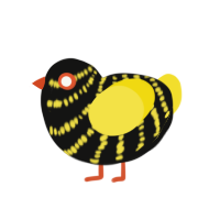 (unnamed), a black and yellow chicken with a bar pattern