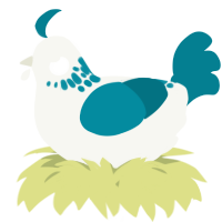 A white and sea chicken with a neck-speckle pattern