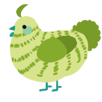 A lemon and chartreuse chicken with a bar pattern