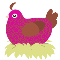 A fuchsia and russet chicken with a double-lace pattern