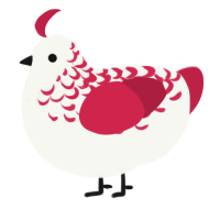 A white and crimson chicken with a half-lace pattern