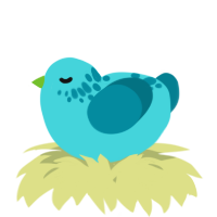 A aqua and sea chicken with a neck-speckle pattern