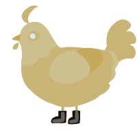 A beige and honey chicken with a bar pattern
