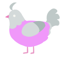 A lavender and silver chicken with a head pattern