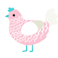 A rose and white chicken with a lace pattern