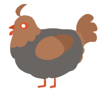A grey and brown chicken with a head pattern