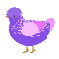 A blurple and lavender chicken with a half-lace pattern