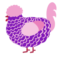 A violet and pink chicken with a lace pattern