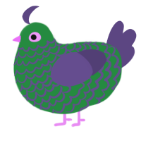 A viridian and overcast chicken with a lace pattern