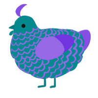 A teal and blurple chicken with a lace pattern