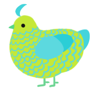 A lime and aqua chicken with a lace pattern