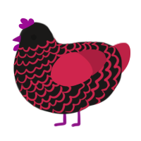 A sable and crimson chicken with a lace pattern