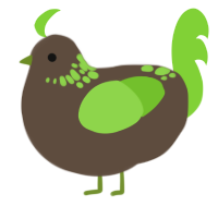 A bark and grass chicken with a neck-speckle pattern