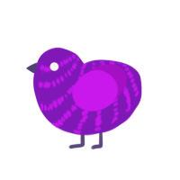 ourple eyeassault, a violet and amethyst chicken with a bar pattern