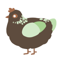 A bark and gluppy chicken with a neck-speckle pattern