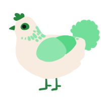 A cream and spring chicken with a neck-speckle pattern