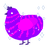 ourple eyeassault, a violet and amethyst chicken with a bar pattern