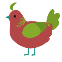 A red and chartreuse chicken with a neck-band pattern