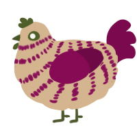 A beige and wine chicken with a bar pattern
