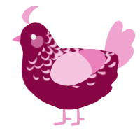 A maroon and pink chicken with a half-lace pattern
