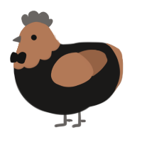 A sable and brown chicken with a head pattern