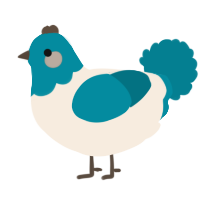 A cream and sea chicken with a head pattern