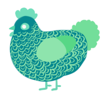 A teal and spring chicken with a double-lace pattern