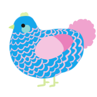 A sky and pink chicken with a lace pattern