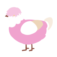 Tiny Katt Thing, a pink and cream chicken with a head pattern