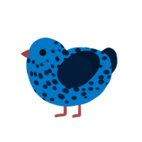 Bubble Buddy, a sapphire and tumblr chicken with a speckle pattern